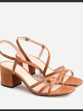 J. Crew Odette Sandals Suede Camel Brown